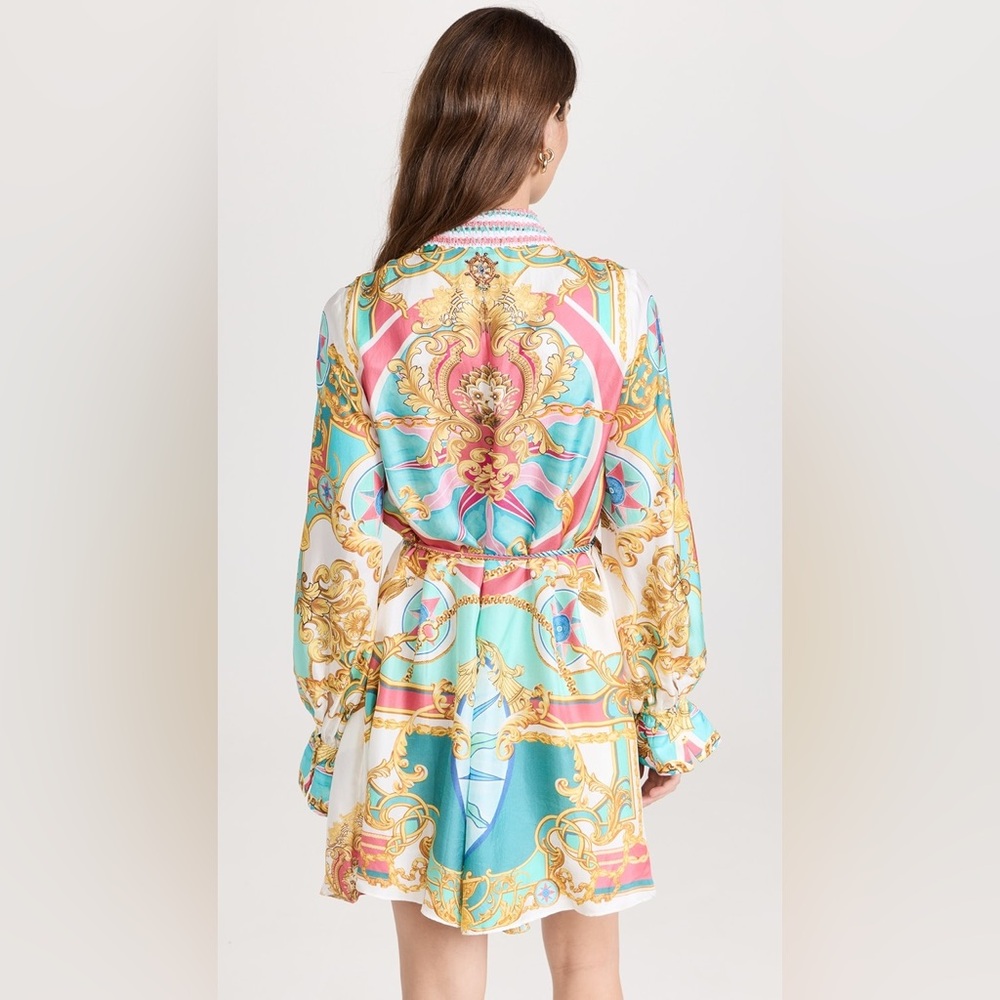 🩷SOLD🩷Camilla Shift Shirt Dress With Crochet Collar Sail Away With Me - Picture 4 of 17